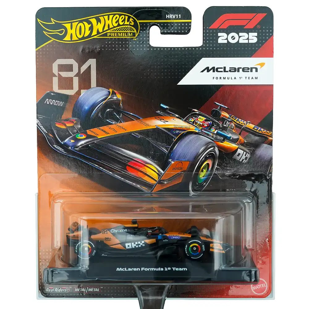 Hot Wheels Premium McLaren Formula 1 Team (#81) Narandžasti | F1 2025