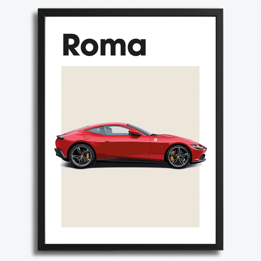 Ingelijste Poster Ferrari Roma (A3) | Crni, Bijeli of Hout