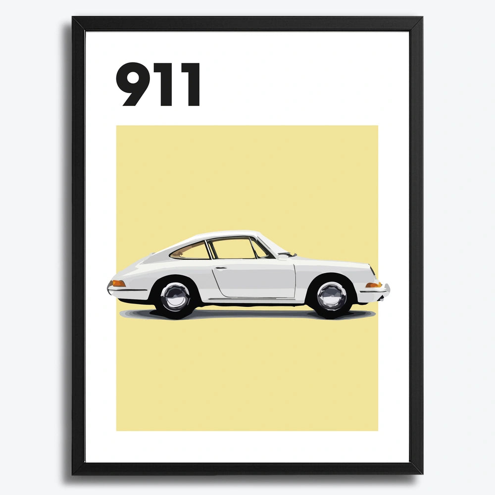 Ingelijste Poster Porsche 911 (A3) | Crni, Bijeli of Hout