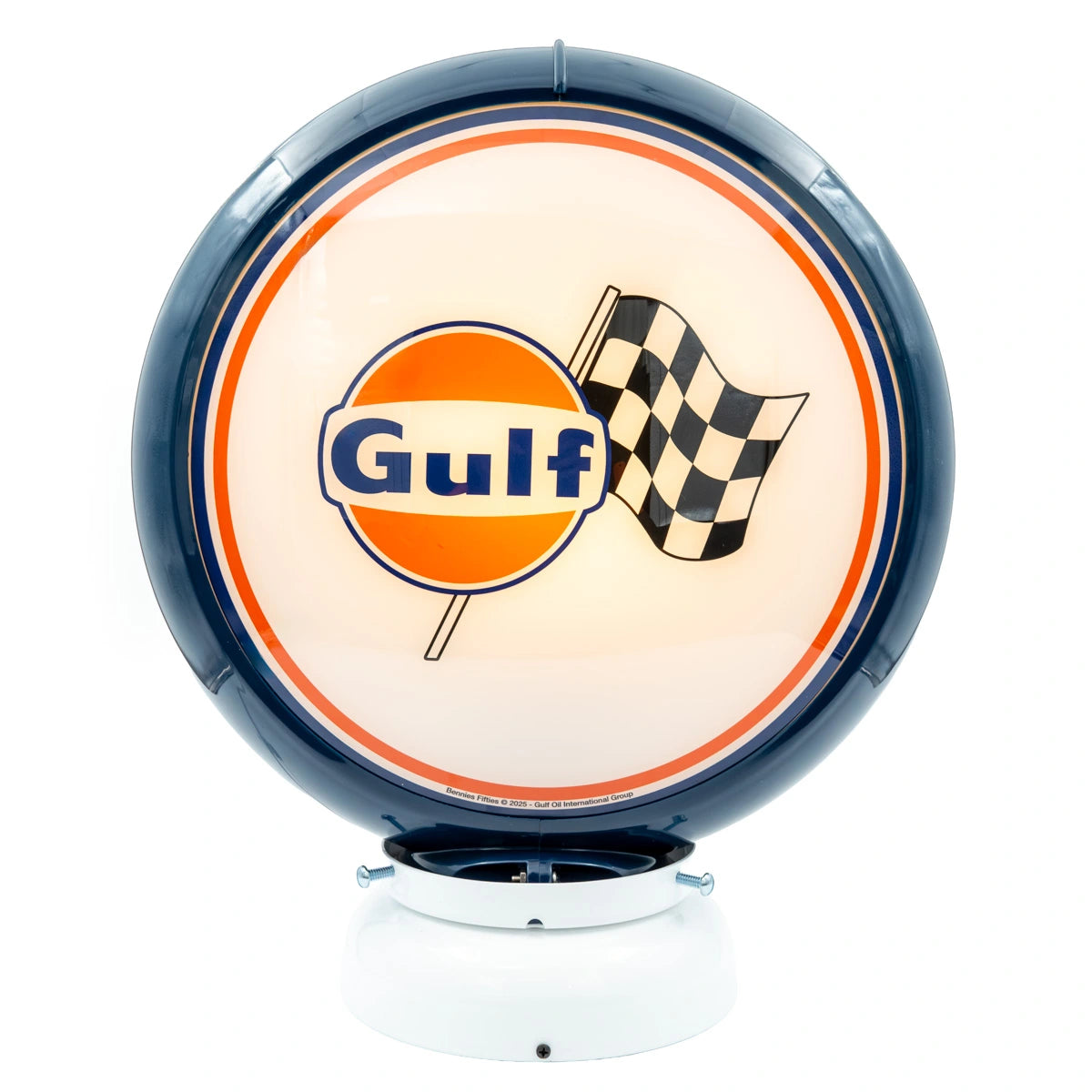 Benzinepomp Globe Logo + Race Vlag Plavi/Bijeli - Gulf