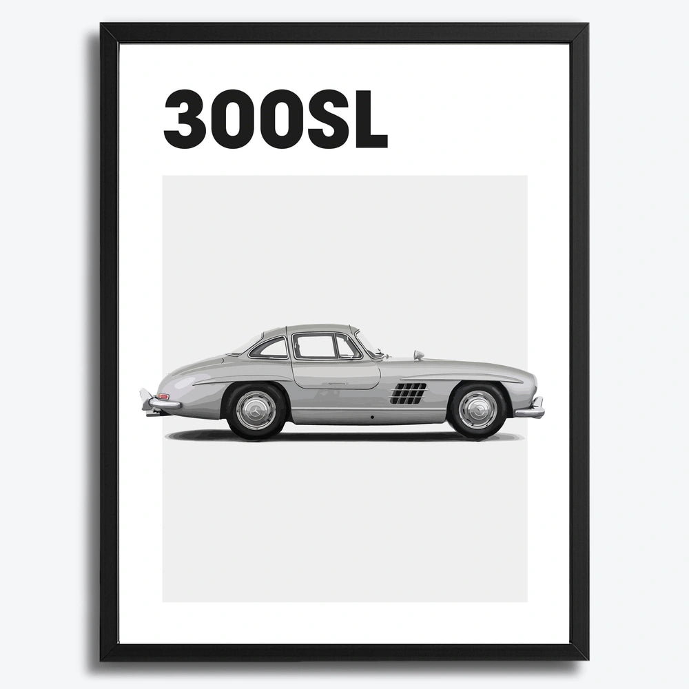 Ingelijste Poster Mercedes SL300 (A3) | Crni, Bijeli of Hout