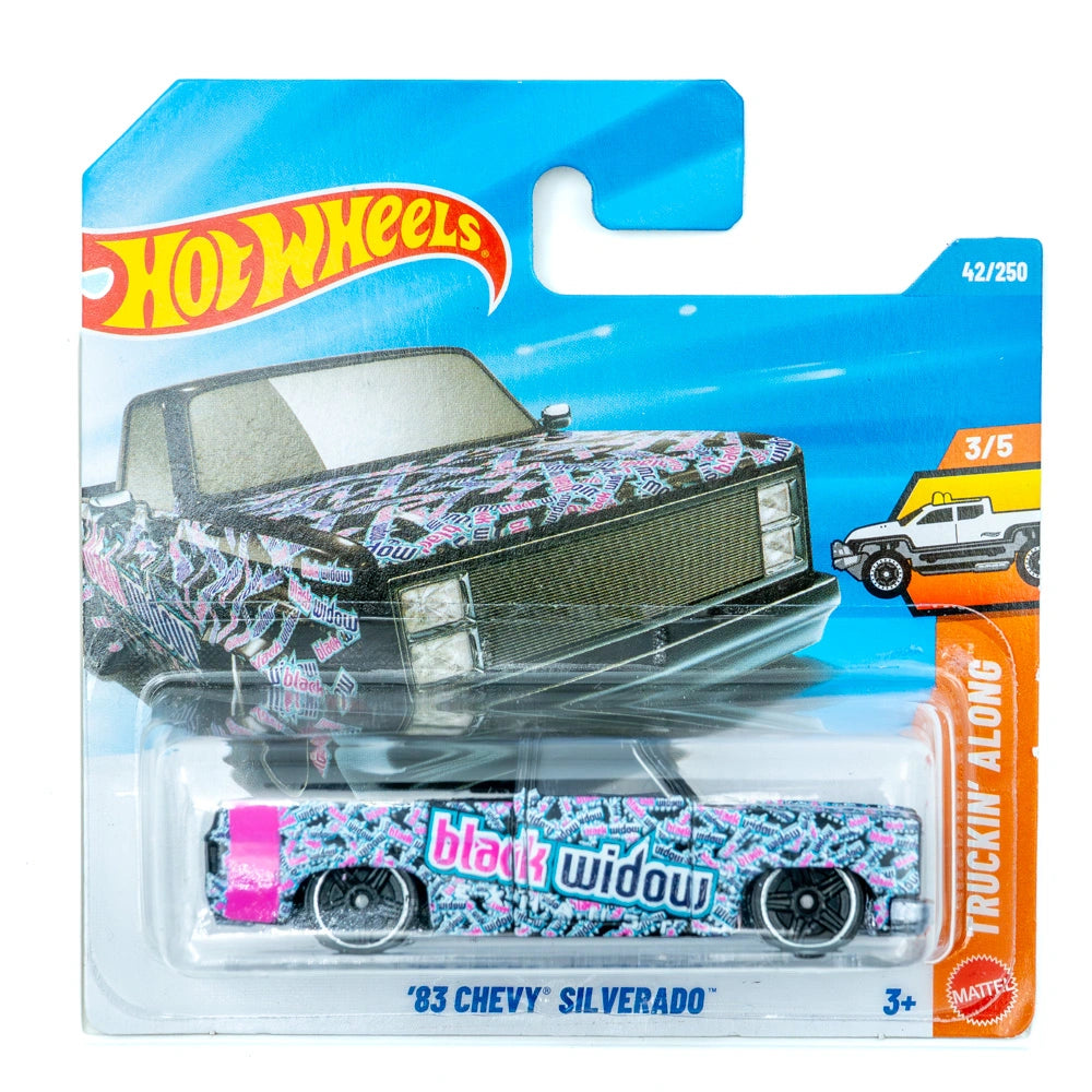 Hot Wheels '83 Chevy Silverado (black widow) zwart |