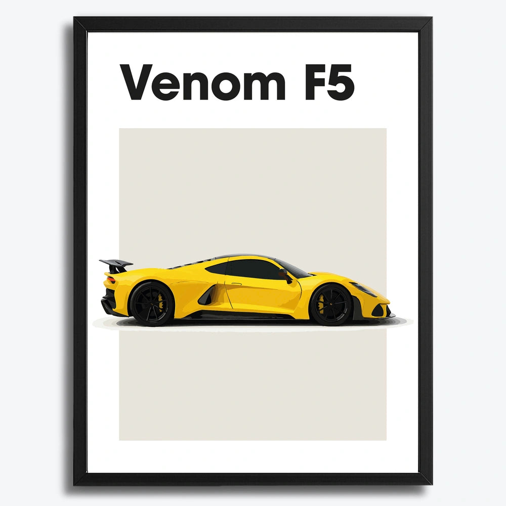 Ingelijste Poster Hennessey Venom F5 (A3) | Crni, Bijeli of Hout