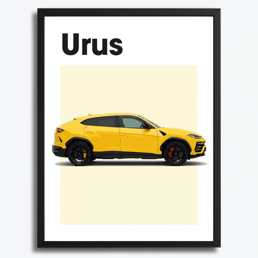 Ingelijste Poster Lamborghini Urus (A3) | Crni, Bijeli of Hout