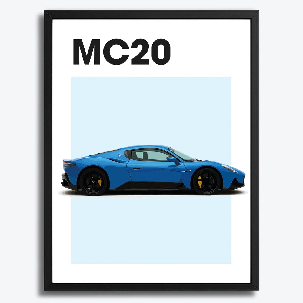 Ingelijste Poster Maserati MC20 (A3) | Crni, Bijeli of Hout