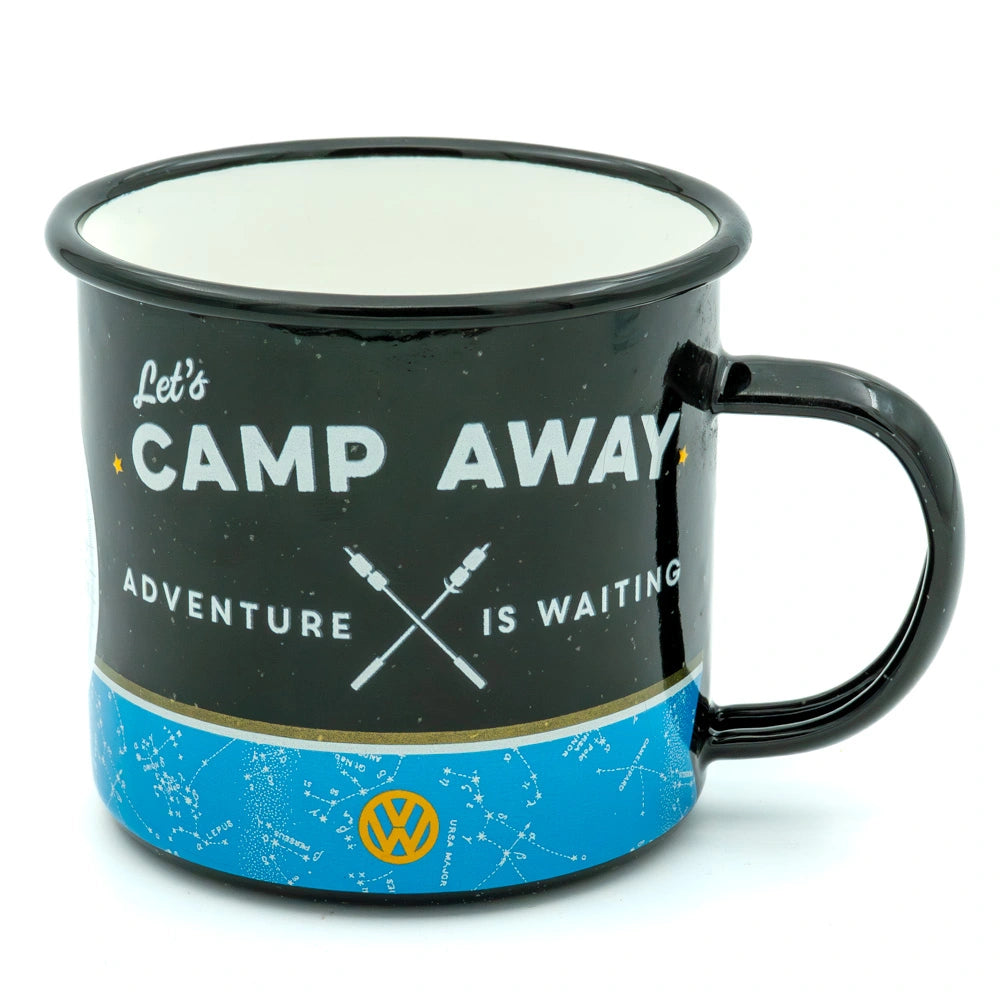 Emaille beker Volkswagen Bulli let's camp away night | Nostalgic-Art