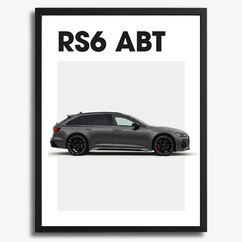 Ingelijste Poster Audi RS6 ABT (A3) | Crni, Bijeli of Hout