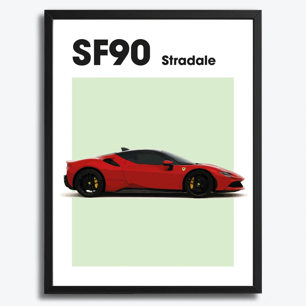 Ingelijste Poster Ferrari SF90 (A3) | Crni, Bijeli of Hout