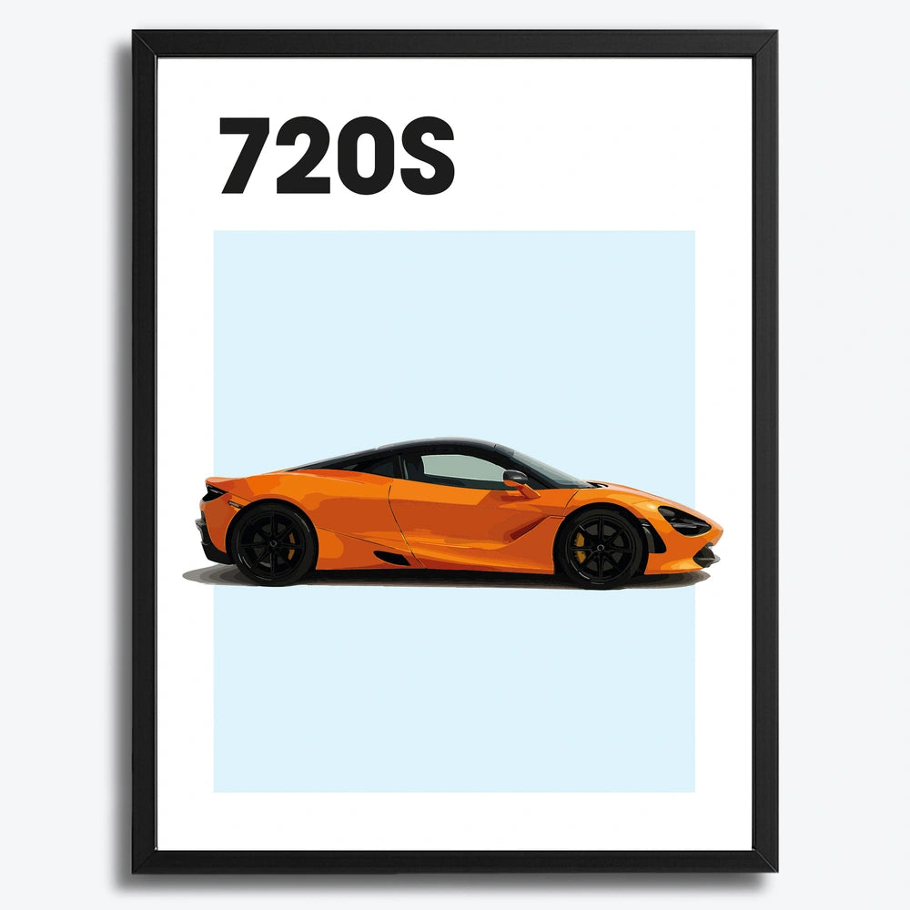 Ingelijste Poster McLaren 720S (A3) | Crni, Bijeli of Hout