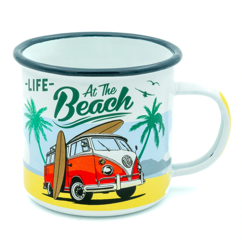 Emaille beker Volkswagen Bulli strand | Nostalgic-Art
