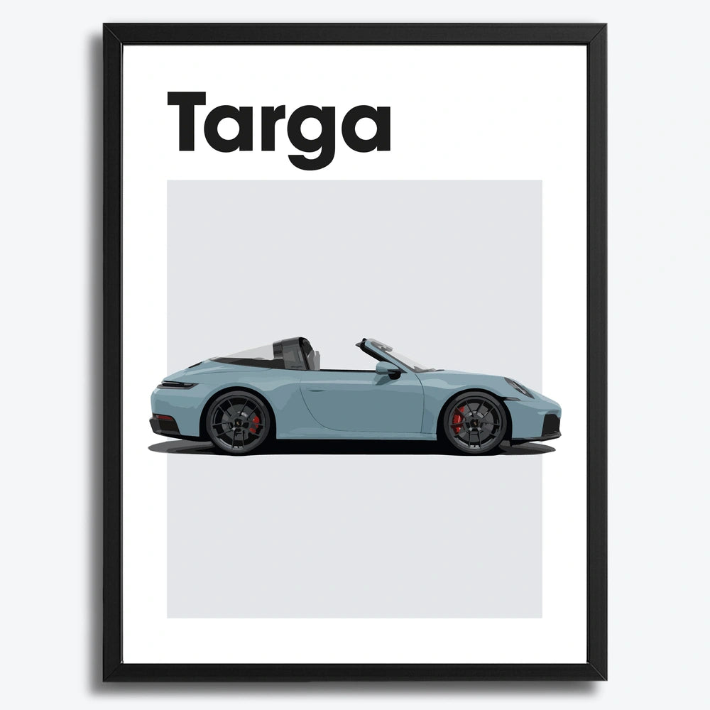 Ingelijste Poster Porsche 911 Targa (A3) | Crni, Bijeli of Hout