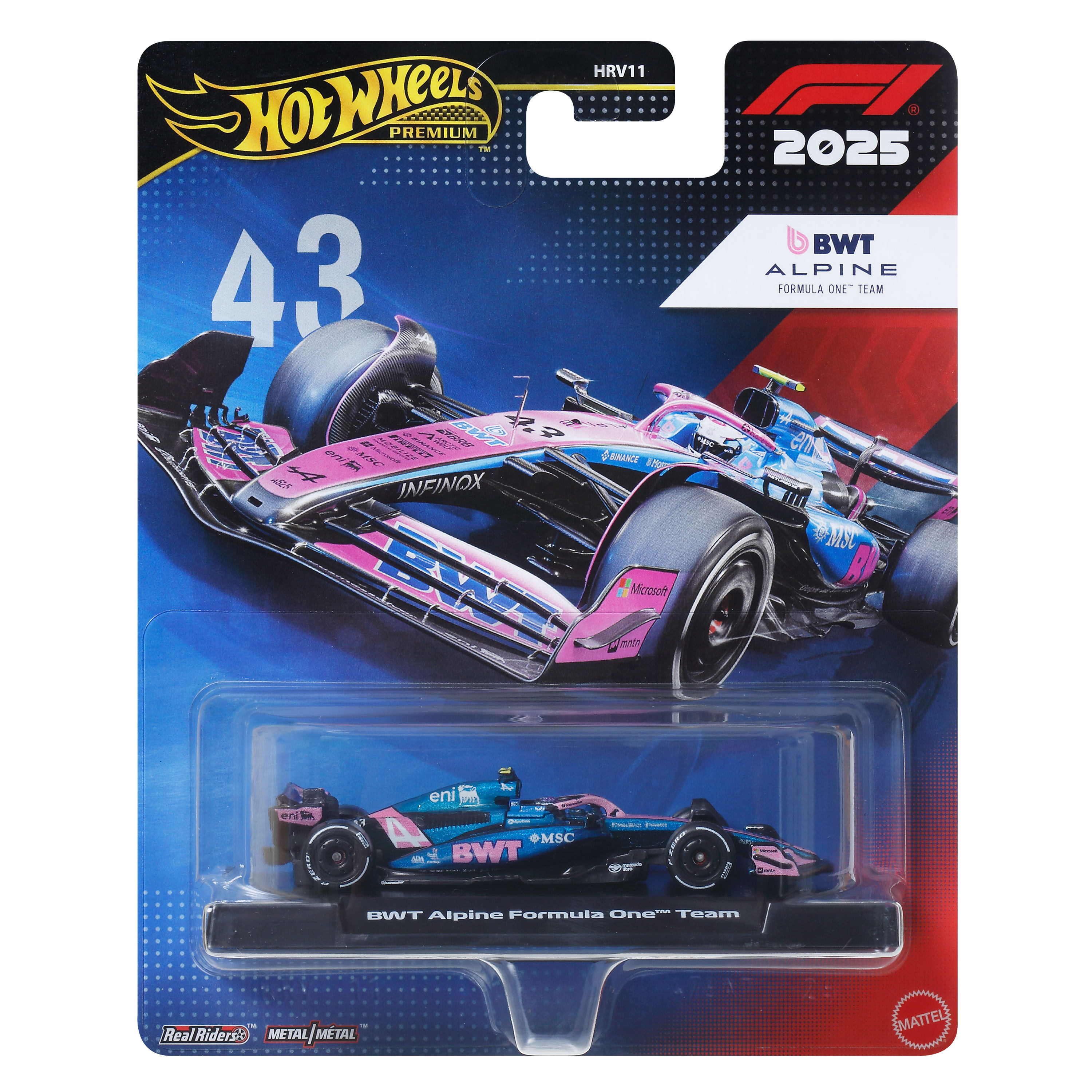 Hot Wheels Premium 2025 Formula 1® BWT Alpine Racing Team #43