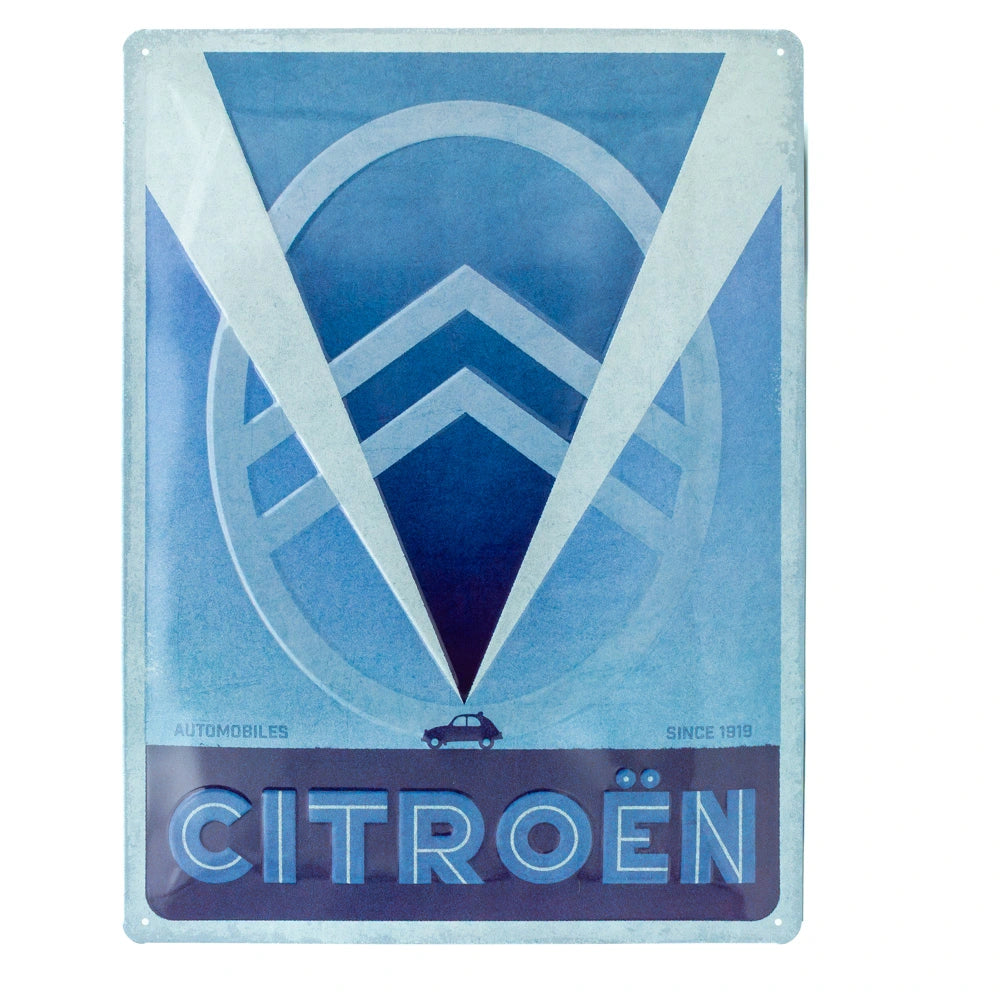Metalen wandbord Citroën 2CV logo blauw 30x40cm | Nostalgic-Art