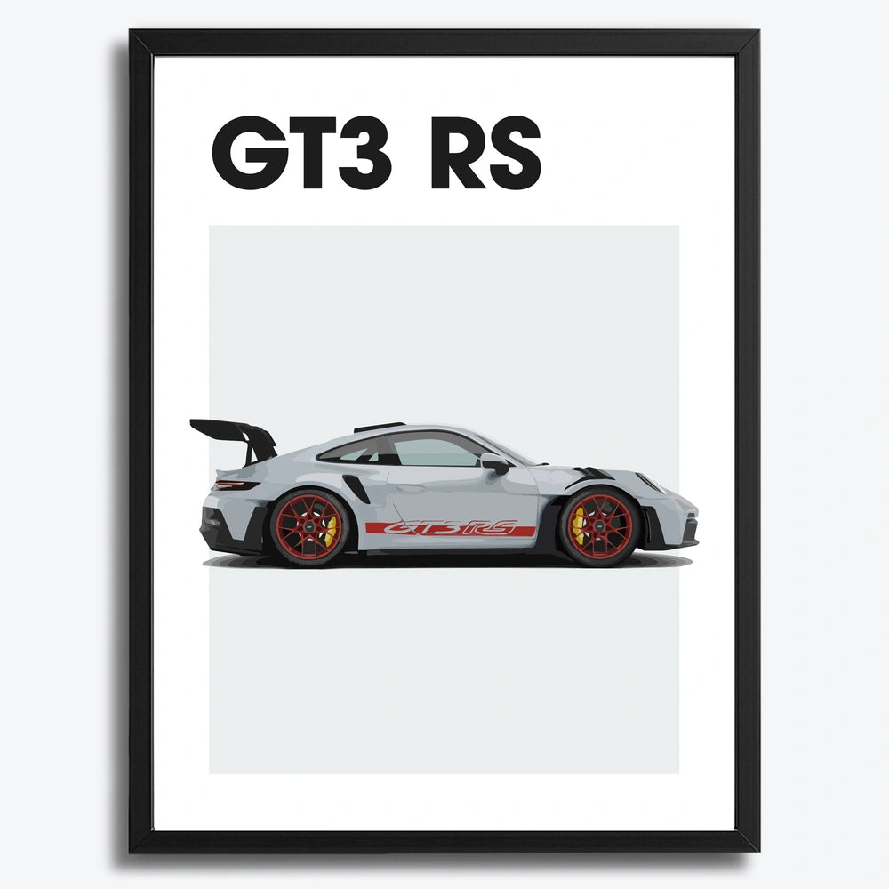 Ingelijste Poster Porsche GT3 RS (A3) | Crni, Bijeli of Hout