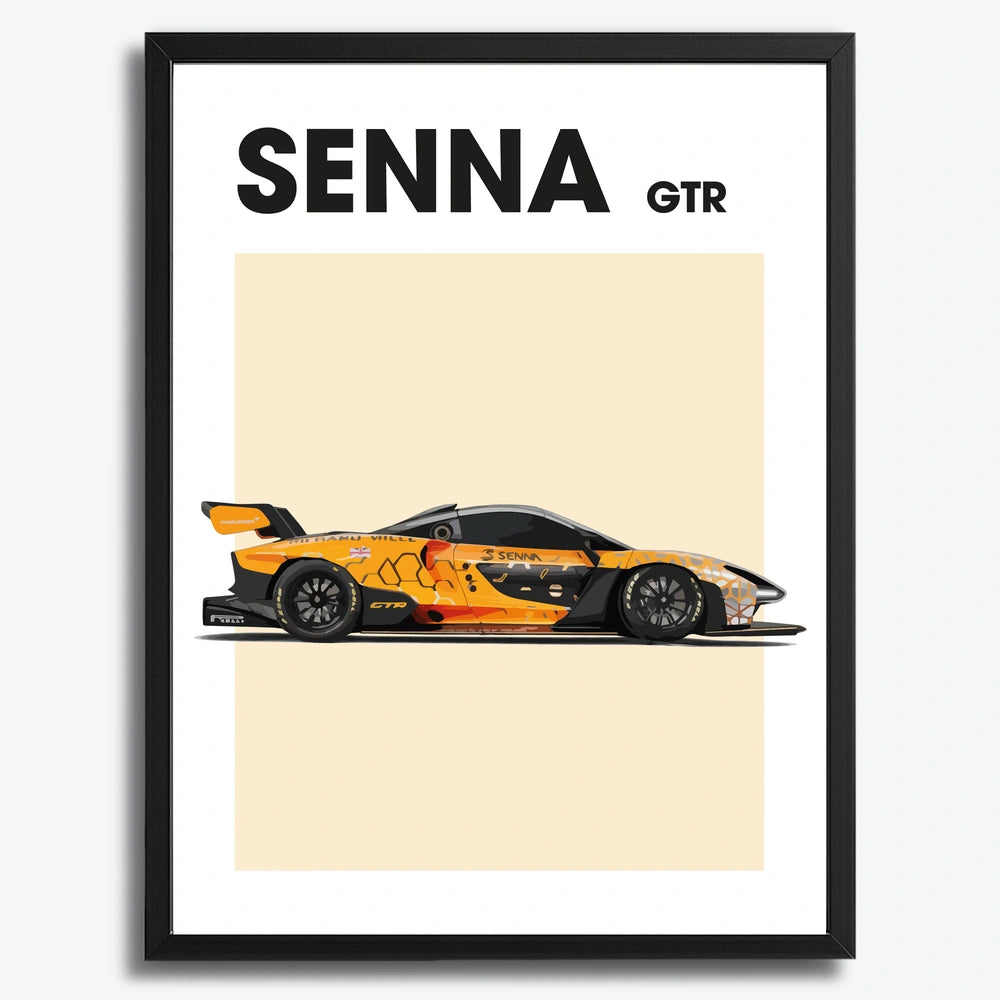 Ingelijste Poster Senna GTR (A3) | Crni, Bijeli of Hout